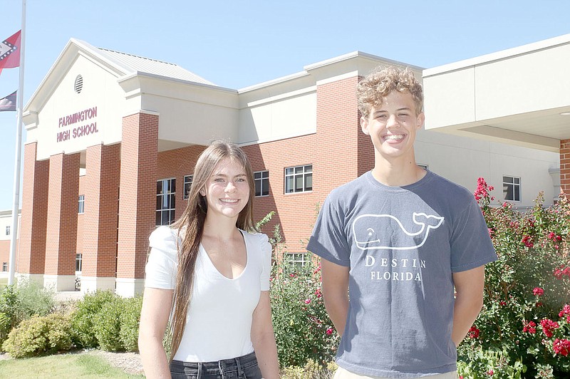 LYNN KUTTER ENTERPRISE-LEADER
Catherine Warren and Travis Sills, both seniors at Farmington High School, have been named semifinalists for the National Merit Scholarship Program. Their scores on the preliminary SAT last year were in the top for the state of Arkansas.