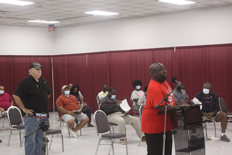 Anthony Freeman of Pine Bluff  suggests the city of Pine Bluff bring back slow pitched co-ed softball during the Pine Bluff Parks and Recreation listening forum. (Pine Bluff Commercial/Eplunus Colvin)