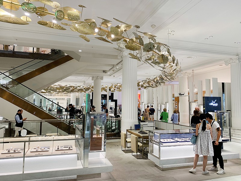 Sleekness and elegance pervade the jewelry floor in the Selfridges store on Oxford Street in London. (The Washington Post/Nancy Nathan)