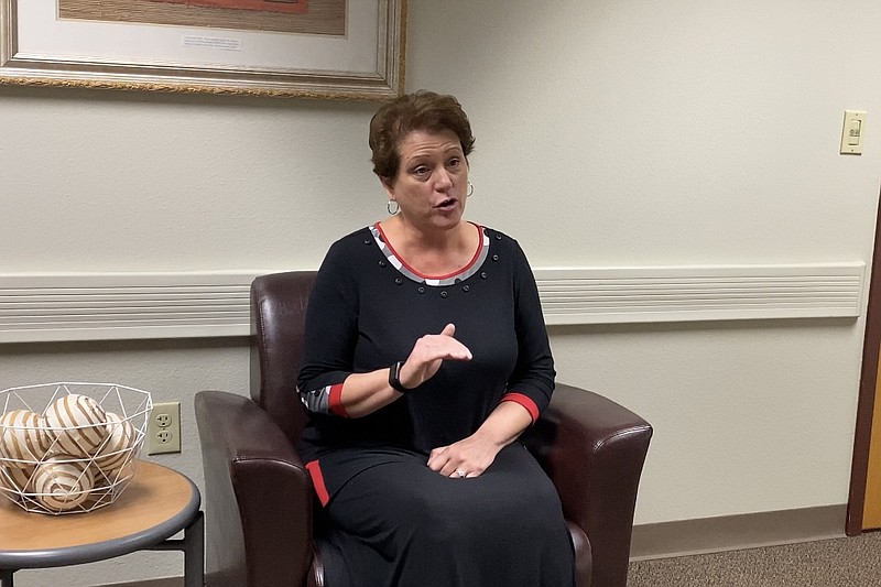 Kelli Embry, National Park College vice president for administration, discusses the first of six forums being held, starting today, regarding the college’s 25-year Master Plan. - Photo by