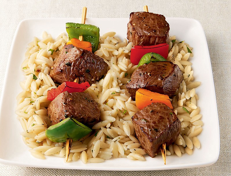 Sirloin Kebabs on a Bed of Orzo (Courtesy of Cattlemen’s Beef Board)