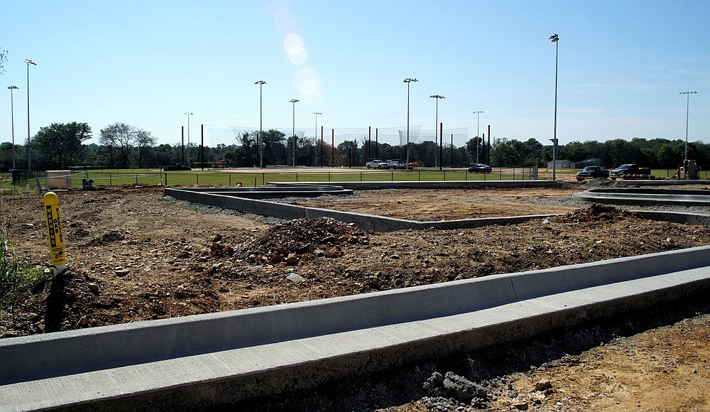Westside Eagle Observer/RANDY MOLL
Much progress is being made at the new sports complex on the north side of Gentry, with ball fields being completed and work ongoing in the parking areas.