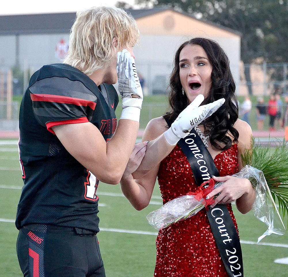 Football senior wide receiver Will Anderson applauded at the announcement that Paige Brown was named Homecoming Queen 2021.Brown is the daughter of Adam and Aimee Yager.