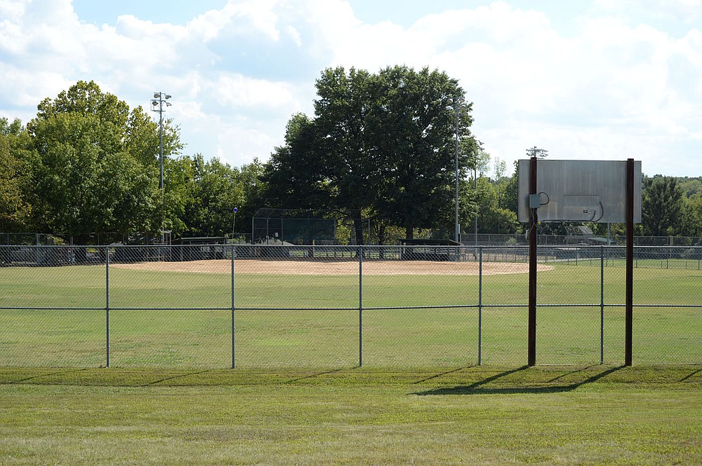 One of three ballfields is seen Thursday at Lake Fayetteville. The city's parks department wants to use American Rescue Plan money to renovate the fields at Lake Fayetteville, as well as to install sewer lines and restrooms at Underwood Park and to add activity features to Walker Park. Visit nwaonline.com/211008Daily/ for today's photo gallery.
(NWA Democrat-Gazette/Andy Shupe)