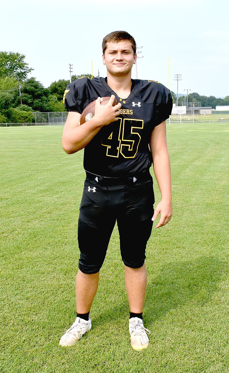 MARK HUMPHREY  ENTERPRISE-LEADER/Prairie Grove junior Matthew Velasco is a two-way player for the Tiger varsity lining up at tight end on offense and either as a defensive end or defensive tackle showing versatility.