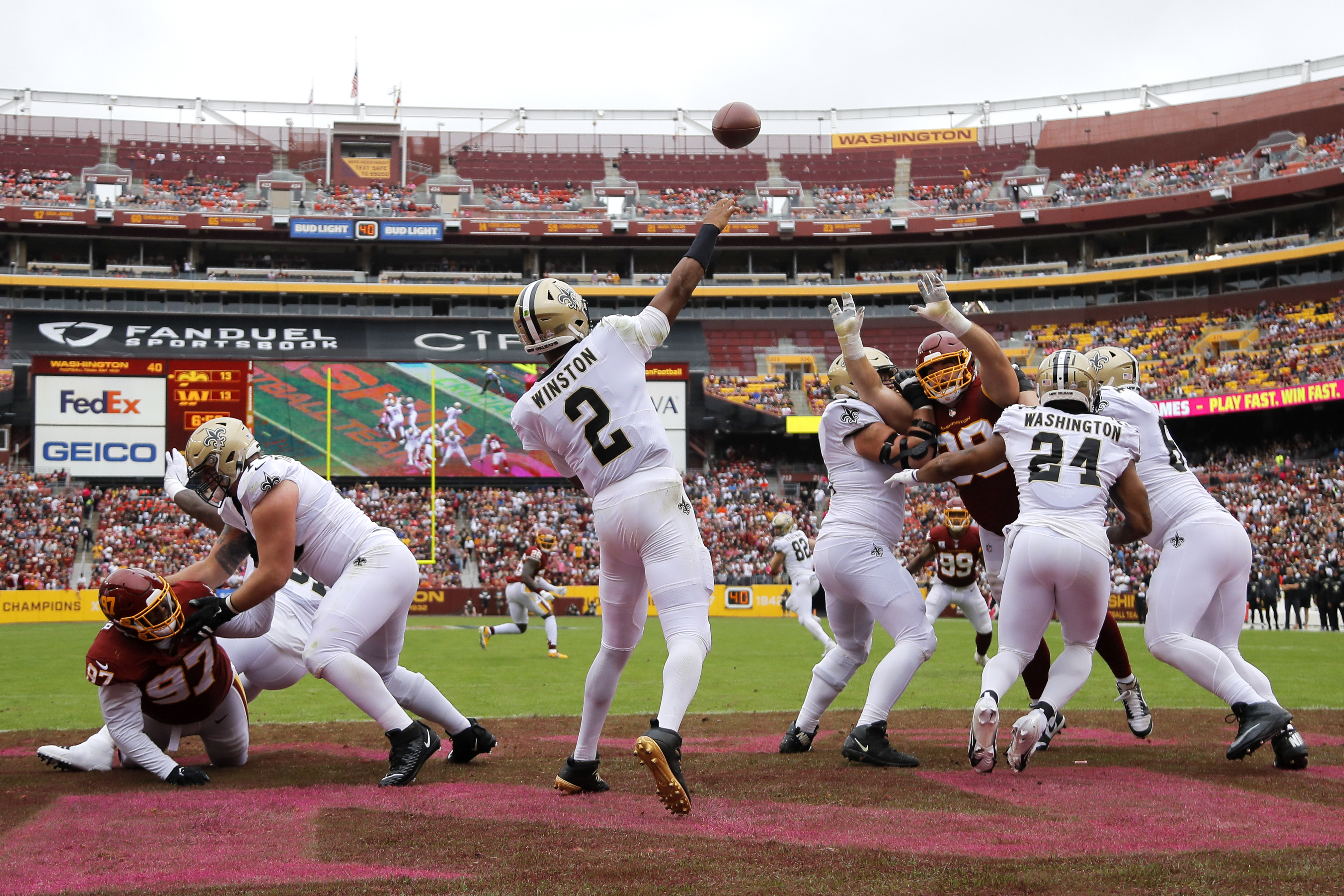 Two Alvin Kamara touchdowns, and two P.J. Williams forced