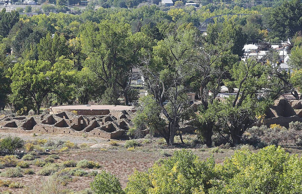 This Saturday Sept. 25, 2021, photo shows the Aztec Ruins National Monument near Aztec, N.M. A small group was given rare access to an unexcavated part of the site as part of National Public Lands Day. (Noel Lyn Smith/The Daily Times via AP)