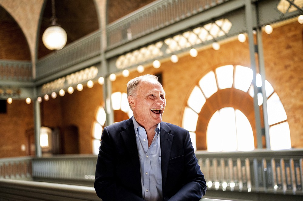 David Card, winner of the 2021 Nobel Prize in economics, stands for a portrait in Berkeley, Calif., on Monday, Oct. 11, 2021. Card, a professor at the University of California, Berkeley, received the award for his research on minimum wages and immigration. (AP Photo/Noah Berger)