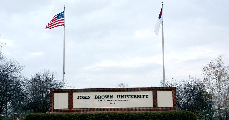 The sign in front of the main entrance of John Brown University.