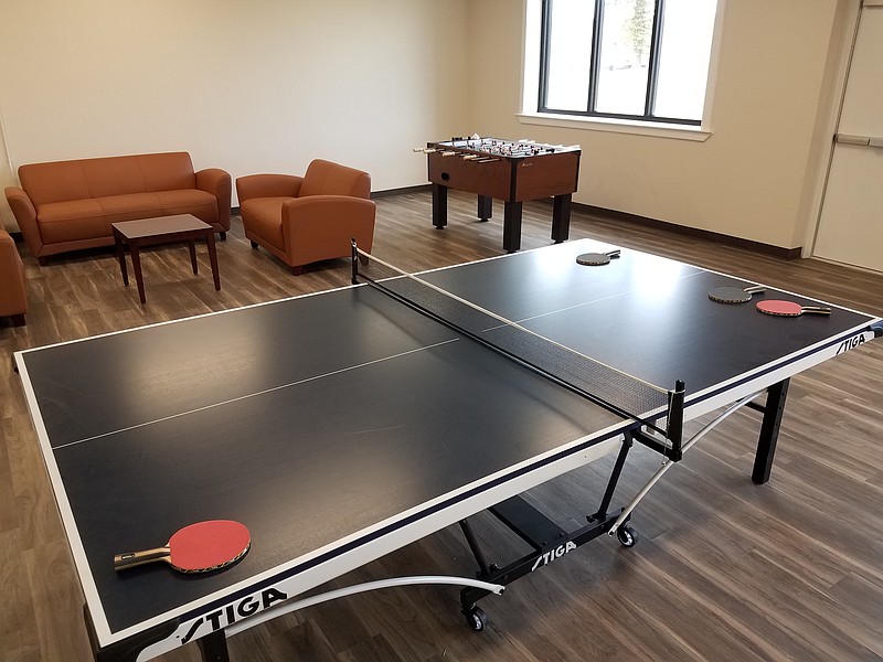 Table tennis and foosball tables are shown Wednesday in the activity room of the new Texarkana Recreation Center, formerly the Boys and Girls Club, on Legion Drive in Texarkana, Arkansas. Renovation of the building is near completion. (Staff photo by Karl Richter)