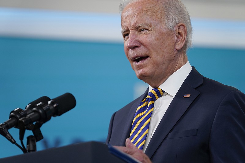 President Joe Biden delivers an update on the COVID-19 response and vaccination program, in the South Court Auditorium on the White House campus, Thursday, Oct. 14, 2021, in Washington. (AP Photo/Evan Vucci)