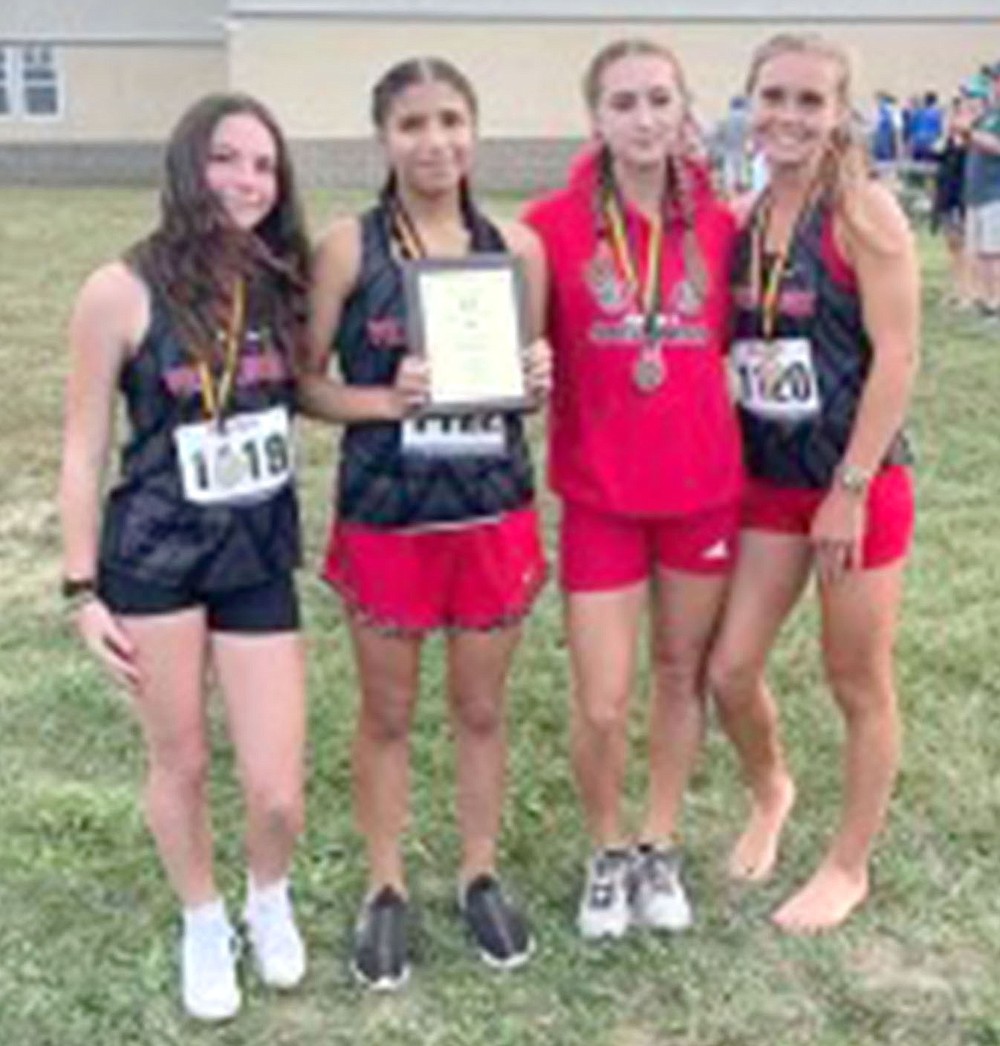 Senior Blackhawk girls cross country runners who won individual in the 1A-4A-5A Prairie Grove Invitational Tuesday, Oct. 12, were Ava Pippin, seventh; Liz Vazquez, second; Kamree Dye, sixth; and RyLee Raines, fifth.