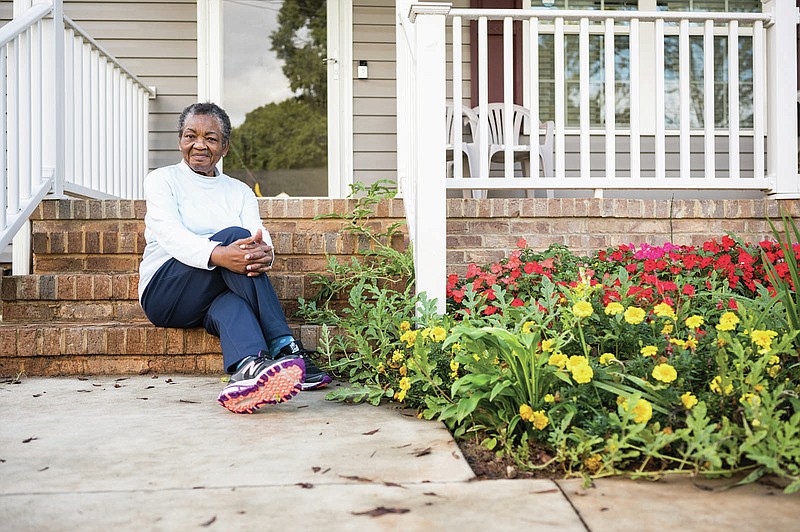 Betty Todd poses for a portrait in front of her home Friday, Oct. 8, 2021, in Greer S.C. (Josh Morgan/The Greenville News via AP)