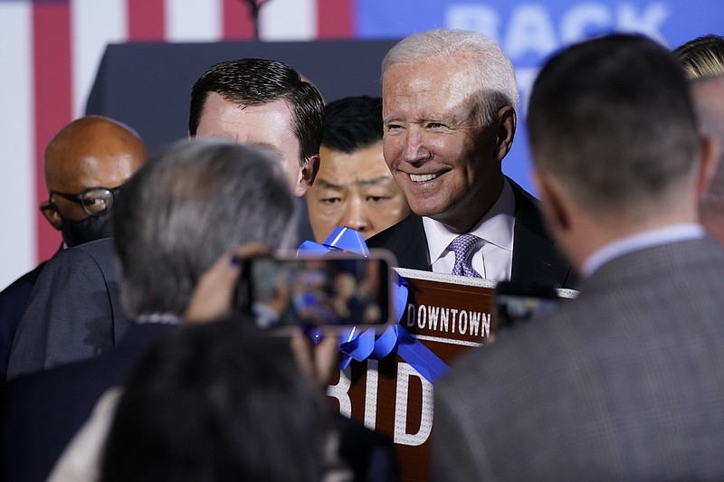 President Joe Biden greets people after speaking about his infrastructure plan and his domestic agenda during a visit to the Electric City Trolley Museum in Scranton, Pa., Wednesday, Oct. 20, 2021. (AP Photo/Susan Walsh)