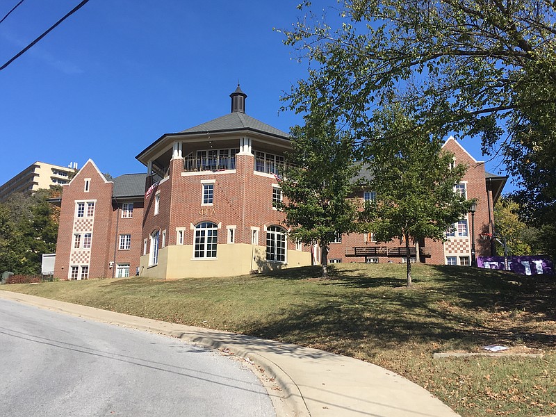 The Phi Gamma Delta house at the University of Arkansas, Fayetteville, as photographed on Oct. 21, 2021. (Democrat-Gazette/Jaime Adame)