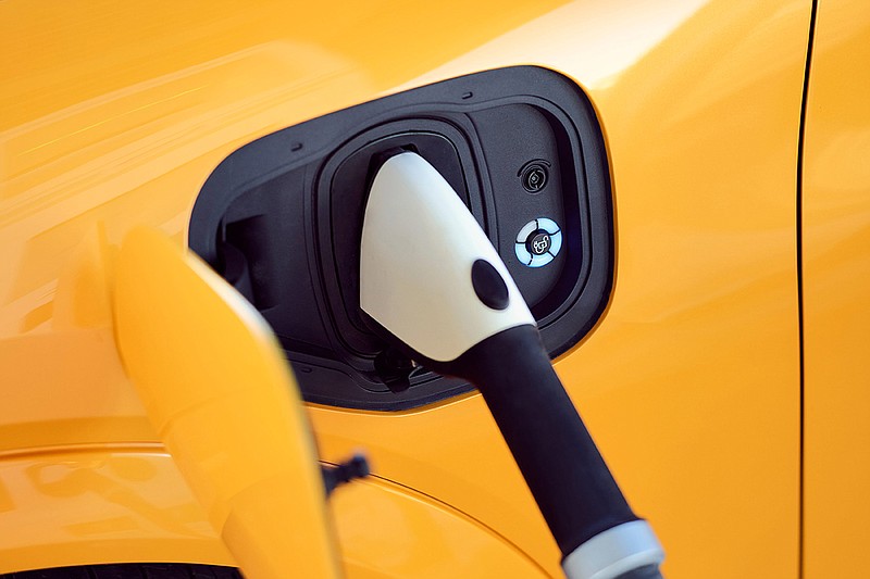 The Mustang Mach-E GT Performance Edition targets an EPA-estimated range of 235 miles. Ford&apos;s charging network offers access to more than 13,500 charging stations. This is an image of the charge port, which replaces the traditional gas tank. (Ford Motor Co./TNS)