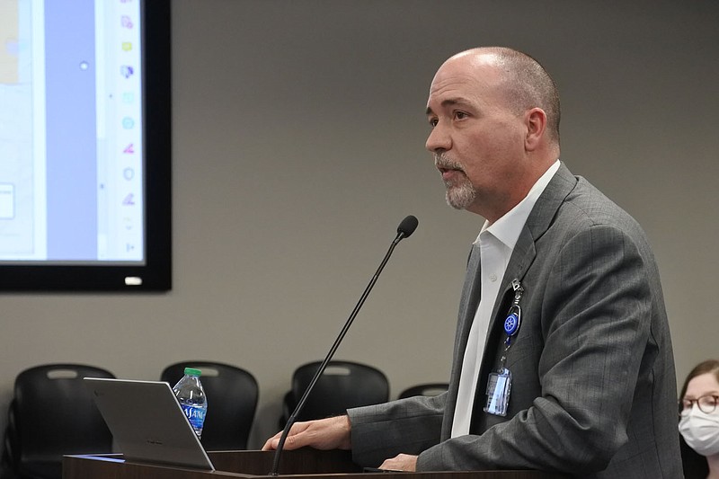 Martin Mahan, deputy superintendent for the Fort Smith School District, speaks during the Fort Smith School Board meeting Monday. 
(NWA Democrat-Gazette/Thomas Saccente)
