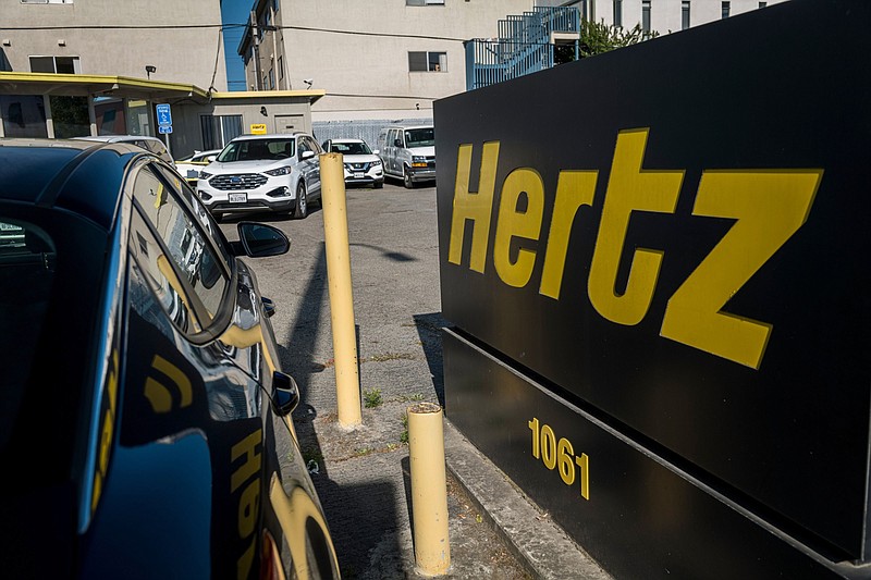 Signage for Hertz Global Holdings at a rental location in Berkeley, Calif., on May 5, 2020. MUST CREDIT: Bloomberg photo by David Paul Morris.