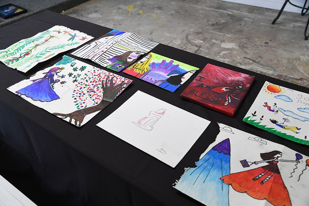 Artwork by C4K students will be for sale at The Birth of An Artist. These pieces will be matted and framed prior to the show. - Photo by Tanner Newton of The Sentinel-Record