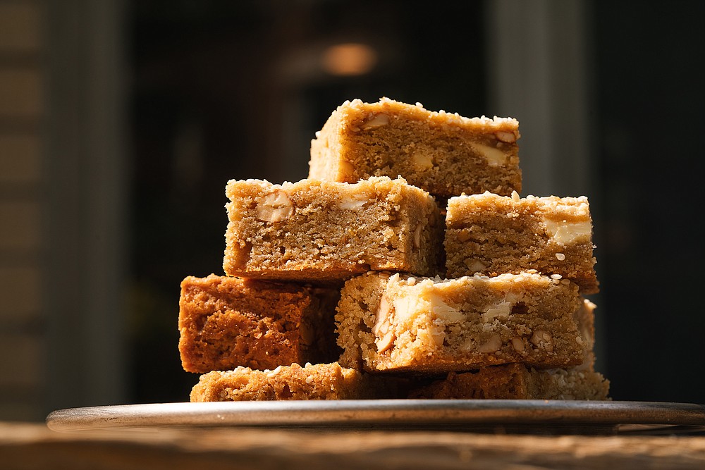 Sesame cashew tahini blondies. Food styling by Shannon Kinsella. (Kristen Mendiola/The Daily Meal/TNS)