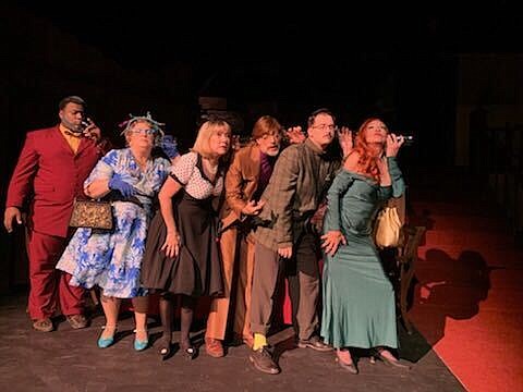 The entire South Arkansas Arts Center production of "Hint: on stage" features seven rooms and multiple levels to give the audience the impression of the scale of Boddy Manor. The show continues tonight and tomorrow. (Contributed)