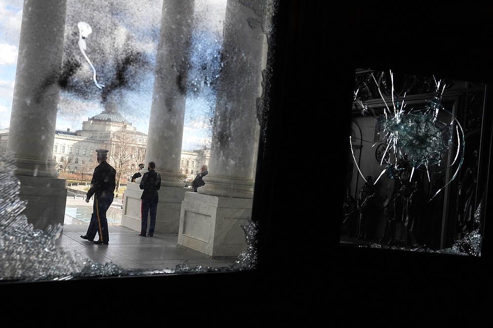 National Guardsmen and various law enforcement agencies were out in full force as rehearsals were underway for the Inauguration of Joe Biden on January 18, 2021 in Washington. MUST CREDIT: Washington Post photo by Michael Robinson Chavez