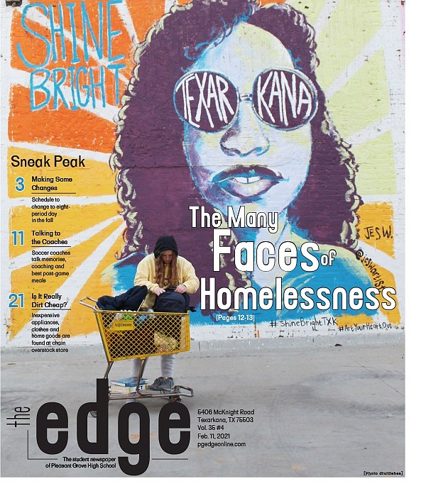Front page of one of The Edge newspaper's 2020-2021 editions. (Photo courtesy of Shelby Akin/PGISD)