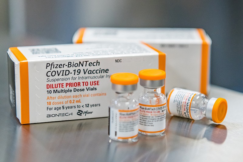 Pfizer via AP, File
This photo provided in October by Pfizer shows kid-size doses of its COVID-19 vaccine in Puurs, Belgium.