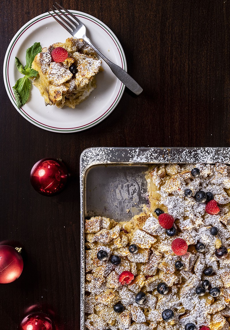 Wake up and enjoy some Baked Eggnog French Toast after opening presents on Christmas morning, pictured on Wednesday, Dec. 9, 2020. (Colter Peterson/St. Louis Post-Dispatch/TNS)