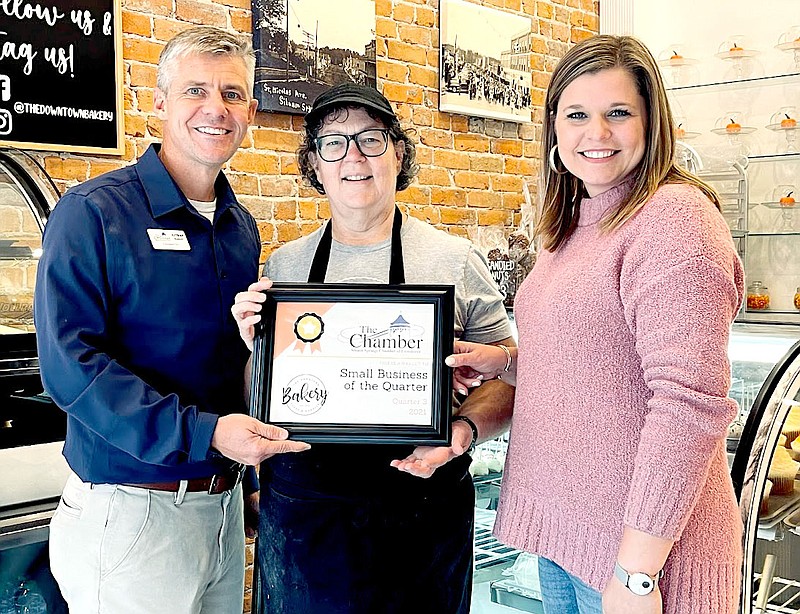 Photo submitted Downtown Bakery won Business of the Quarter for third quarter from the Siloam Springs Chamber of Commerce. Downtown Bakery won for the category of small businesses which covered the months of July, August and September. The chamber presented the award to Downtown Bakery on Nov. 2.