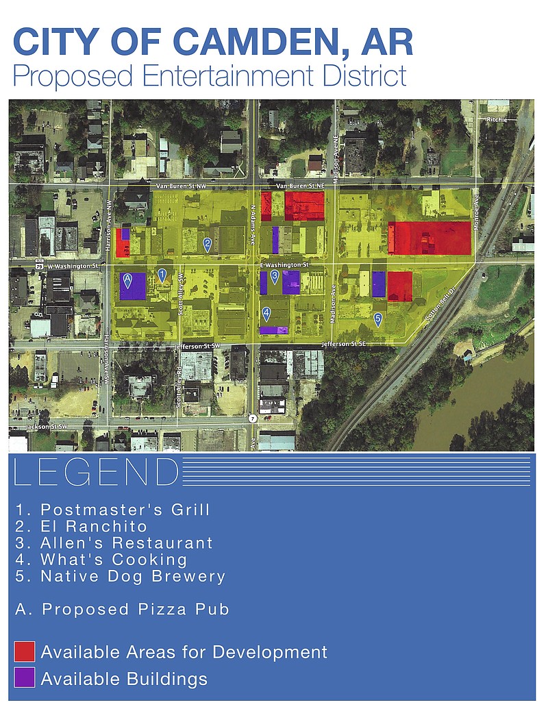 Photo courtesy of City of Camden
This graphic shows the area of downtown covered by the Entertainment District Ordinance.