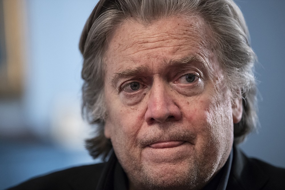 FILE - In this Aug. 19, 2018, photo, Steve Bannon, President Donald Trump's former chief strategist, talks about the approaching midterm election during an interview with The Associated Press, in Washington. The House committee investigating the Jan. 6 Capitol insurrection has issued almost three dozen subpoenas as it aggressively seeks information about the origins of the attack and what former President Donald Trump did — or didn’t do — to stop it. The panel is exploring several paths simultaneously.(AP Photo/J. Scott Applewhite, file)