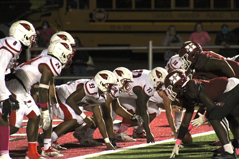 Photo By: Michael Hanich
The defense of Camden Fairview in a goal line set against the Hope Bobcats