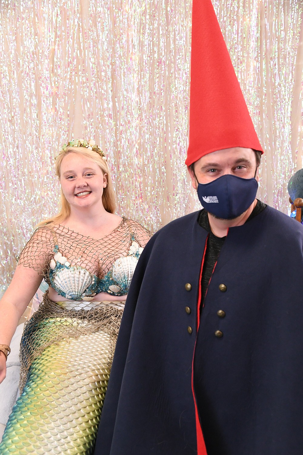 Sophie the Mermaid, left, and gnome Adam Webb, Garland County Library director, attend Magical Creatures Night. Numerous in-person events are planned for the library for the rest of the year. - Photo by Tanner Newton of The Sentinel-Record
