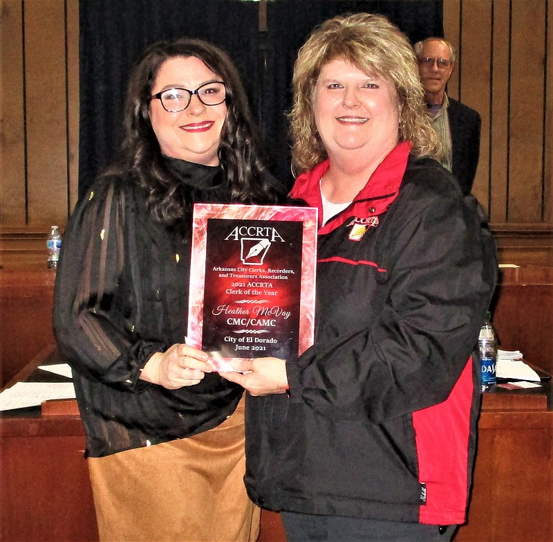 McVay receives plaque for Clerk of the Year award El Dorado News