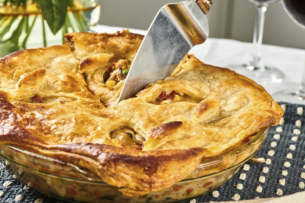 This image shows a turkey pot pie, an option for Thanksgiving leftovers. (Cheyenne M. Cohen via AP)