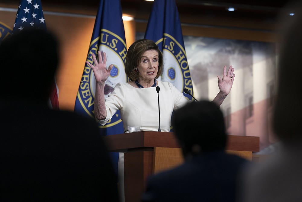 Speaker of the House Nancy Pelosi, D-Calif., speaks during a news conference at the Capitol in Washington, Thursday, Nov. 4, 2021. House is preparing to debate and vote on a revised draft of President Joe Biden's now-$1.85 trillion domestic policy package as well as a companion $1 trillion infrastructure bill. (AP Photo/J. Scott Applewhite)