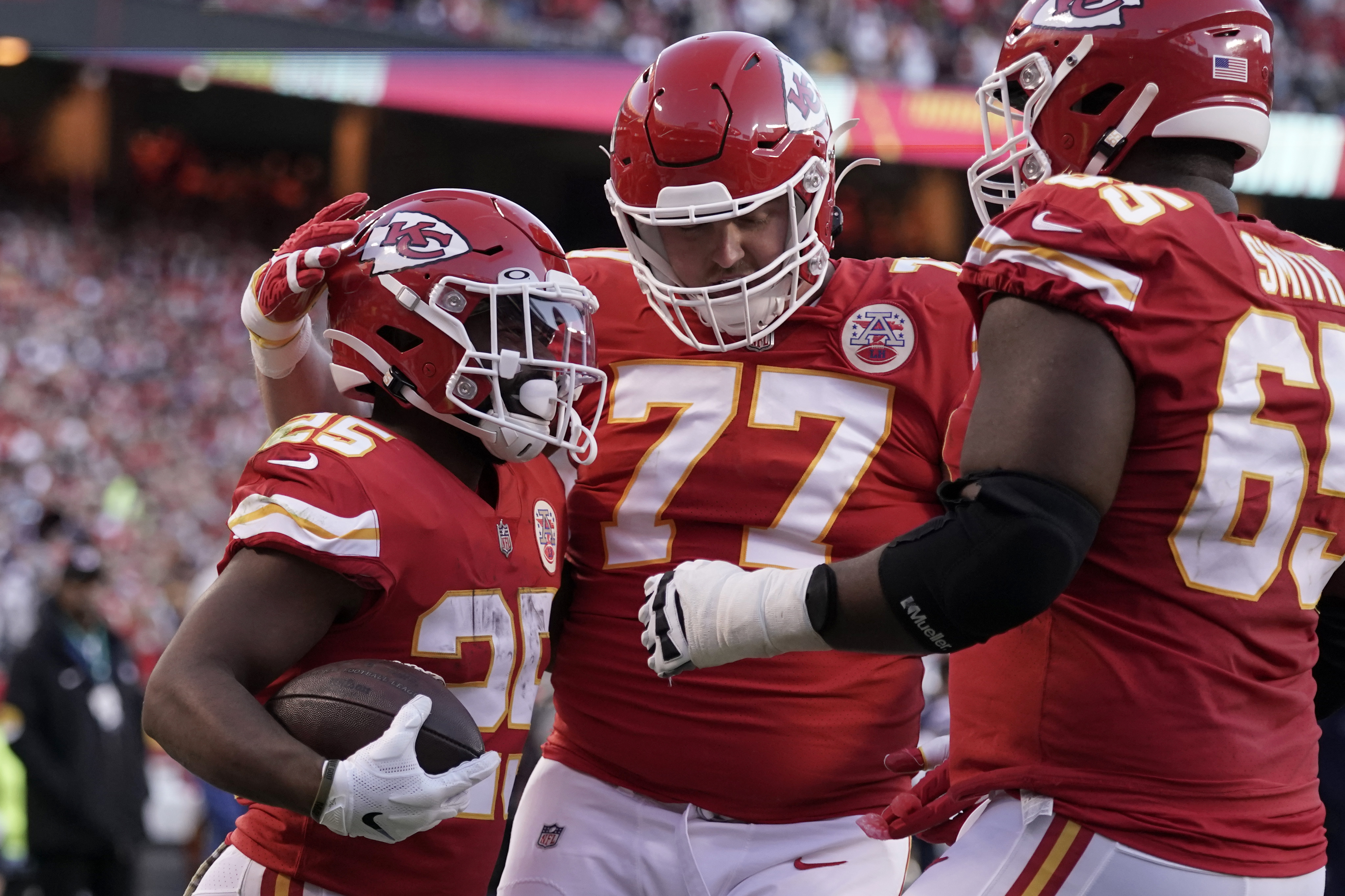 Kansas City Chiefs wide receiver Byron Pringle (13) runs down