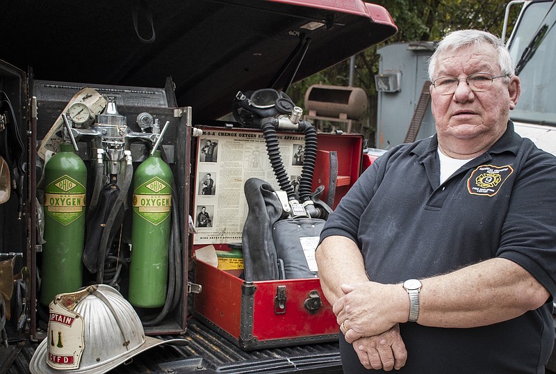 Bob Franklin, chairman of the fledgling Arkansas Firefighter Museum and Fire Education Center, shows off some of the historic equipment the museum will eventually house.

(Arkansas Democrat-Gazette/Cary Jenkins)