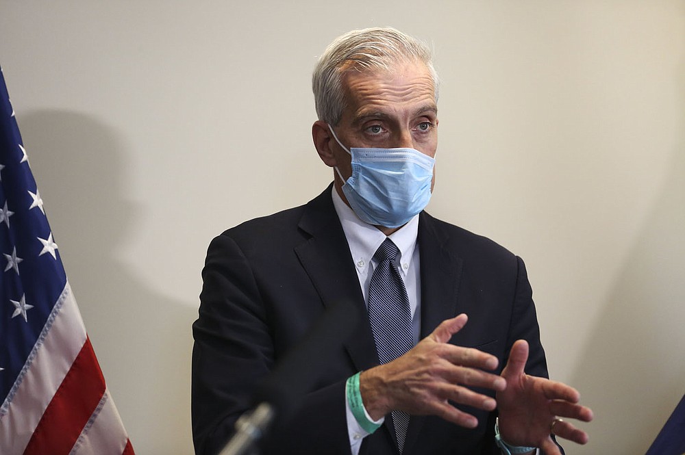 VA Secretary Denis McDonough speaks, Monday, November 22, 2021 at the VA Medical Center in Fayetteville. Check out nwaonline.com/211123Daily/ for today&#x27;s photo gallery. 
(NWA Democrat-Gazette/Charlie Kaijo)