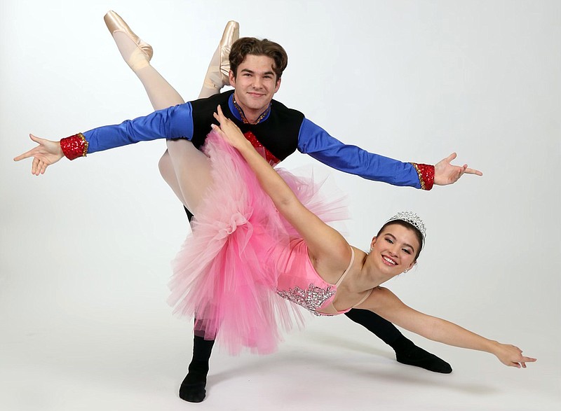 Will Porterfield, left, as the Nutcracker Prince and Olivia Grace George as the Sugar Plum Fairy pose for a photo. The pair will be featured in Texarkana Community Ballet's 30th anniversary performances of "The Nutcracker" the weekend of Dec. 3 at the Perot Theatre in downtown Texarkana, Texas. (Submitted photo)
