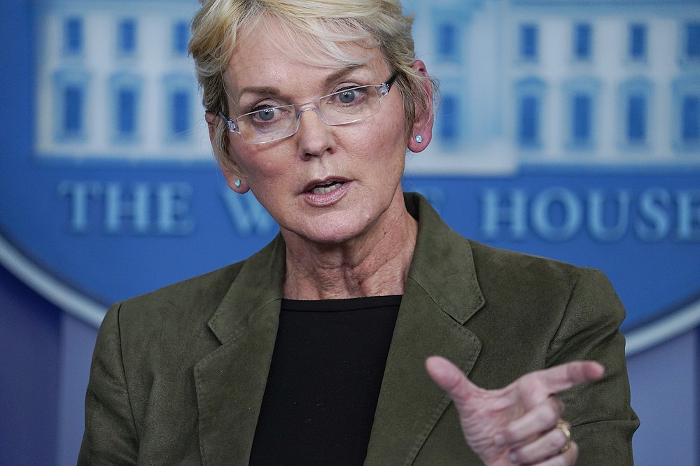 Energy Secretary Jennifer Granholm speaks during a press briefing at the White House, Tuesday, Nov. 23, 2021, in Washington. (AP Photo/Evan Vucci)