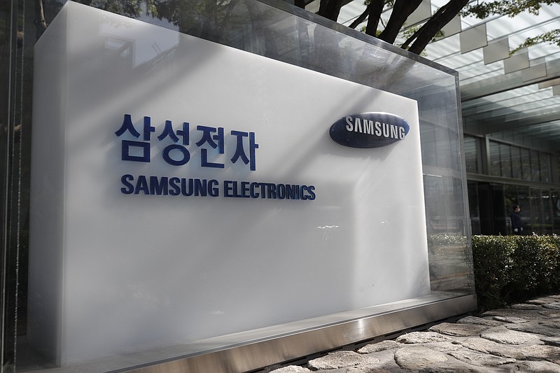 The logo of Samsung Electronics is seen outside the Samsung Electronics Seocho building in Seoul, South Korea, on Oct. 25, 2020. Samsung Electronics on Thursday, Oct. 28 reported its highest quarterly profit in three years as it continues to see robust global demand for its computer memory chips. - AP Photo/Lee Jin-man