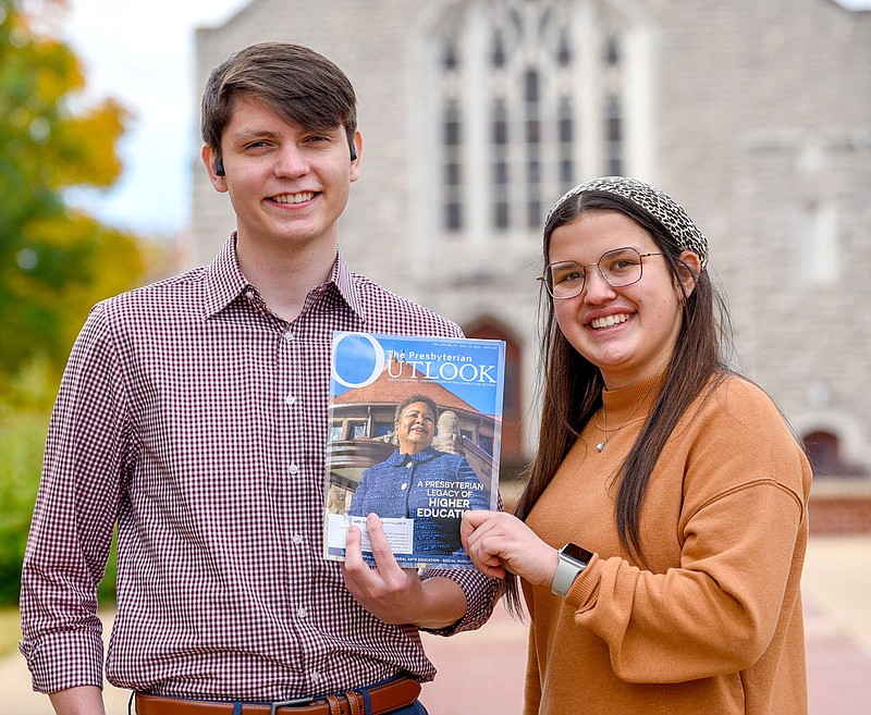 SUBMITTED
Abby Asencio, from Gentry (right), and Brian Wilken, from Claremore, Okla., both had byline, full-page book reviews in The Presbyterian Outlook magazine's annual higher education edition.