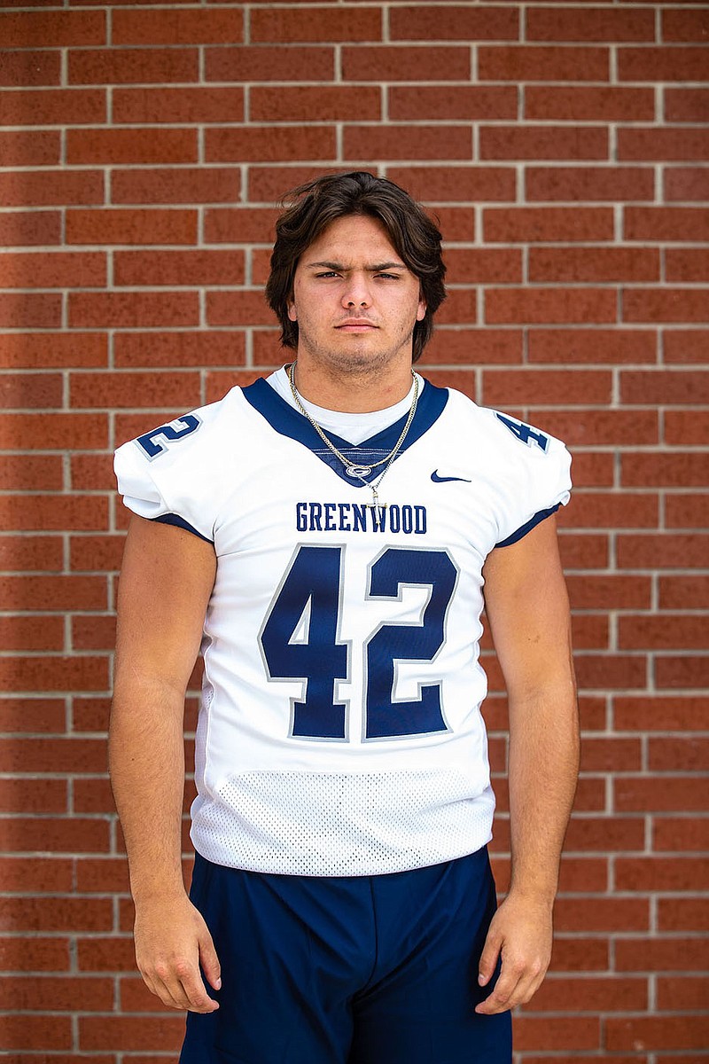 Tyler Crossno (42) of Greenwood at the NWADG football media day at Arvest Ballpark, Springdale, Arkansas, Tuesday, August 3, 2021 / Special to NWA Democrat-Gazette/ David Beach
