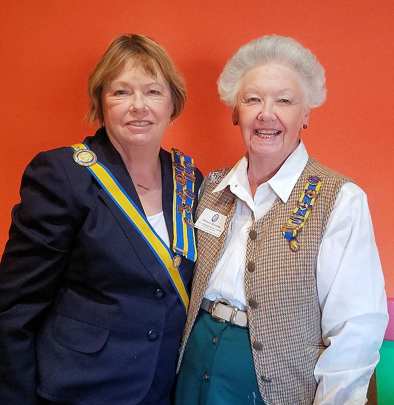 Linda J. Harris, left, was sworn in as secretary by Chapter Chaplain Frankie Ochsner. Harris is wearing her Tennessee Honorary State President’s sash. - Submitted photo