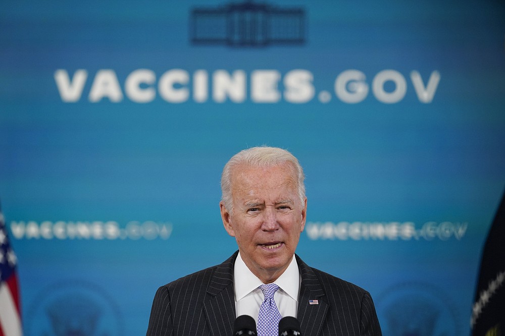 FILE - President Joe Biden talks about the newly approved COVID-19 vaccine for children ages 5-11 from the South Court Auditorium on the White House complex in Washington, Nov. 3, 2021. Biden&amp;#x2019;s team views the pandemic as the root cause of both the nation&amp;#x2019;s malaise and his own political woes. It sees getting more people vaccinated and finally controlling COVID-19 as the key to reviving the country and Biden&amp;#x2019;s own standing. But the coronavirus has proved to be a vexing challenge for the White House. (AP Photo/Susan Walsh, File)