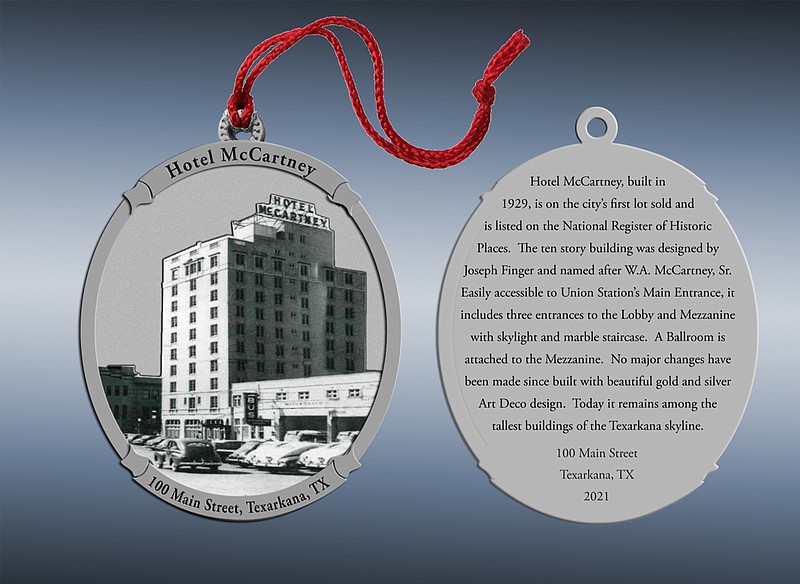 The Main Street Texarkana Christmas ornament this year is the McCartney Hotel. Right now, pre-orders are being taken. (Image courtesy of Main Street Texarkana.)