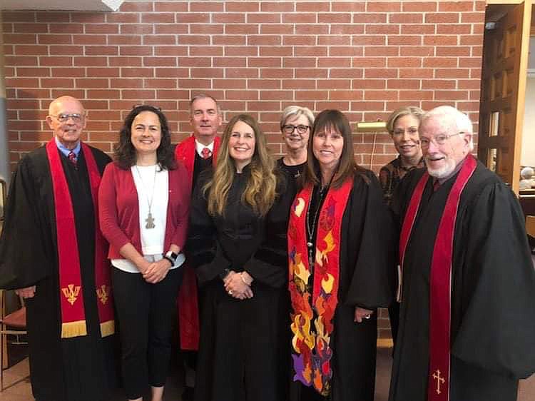 On Oct. 31, the Rev. Dr. Judi McMillan was installed as the new pastor at the Presbyterian Church of Bella Vista. The Installation Administrative Committee included the Rev. Joe Tropansky (from left); Julie Gillaspy, Moderator of Presbytery of Arkansas; the Rev. Stewart Smith, General Presbyter, Presbytery of Arkansas; the Rev. Dr. Judi McMillan; Jean Nichols; the Rev. Dr. Leslie Belden; Jane Webb; and the Rev. Dr. John King.

(Courtesy photo)