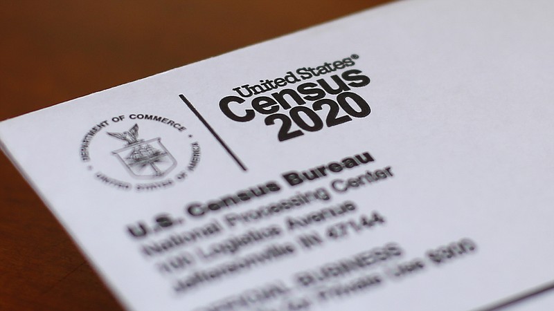 FILE - This Sunday, April 5, 2020, photo shows an envelope containing a 2020 census letter mailed to a U.S. resident in Detroit. (AP Photo/Paul Sancya, File)